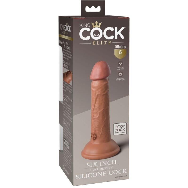KING COCK - ELITE DILDO DE SILICONE REALÍSTICO 15.2 CM CARAMELO - Image 5