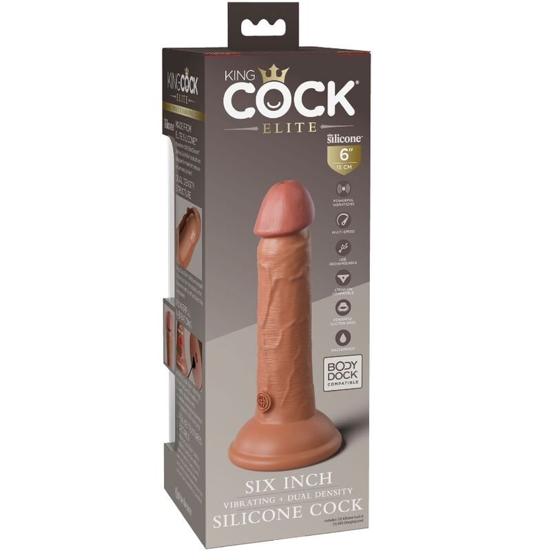 KING COCK - ELITE VIBRADOR REALÍSTICO E SILICONE 15.2 CM CARAMELO - Image 5