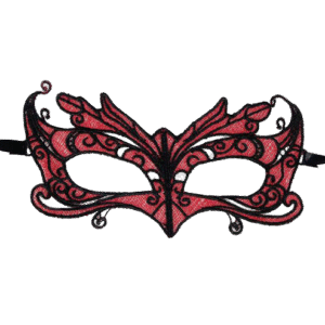 QUEEN LINGERIE - MSCARA DE RENDA COM DETALHES VERMELHOS