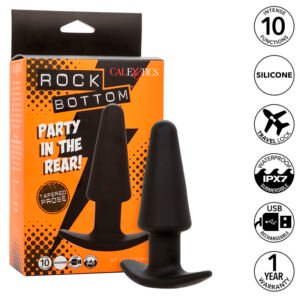 CALEXOTICS - ROCK BOTTOM PLUG ANAL CÔNICO 10 VIBRAÇÕES SILICONE PRETO