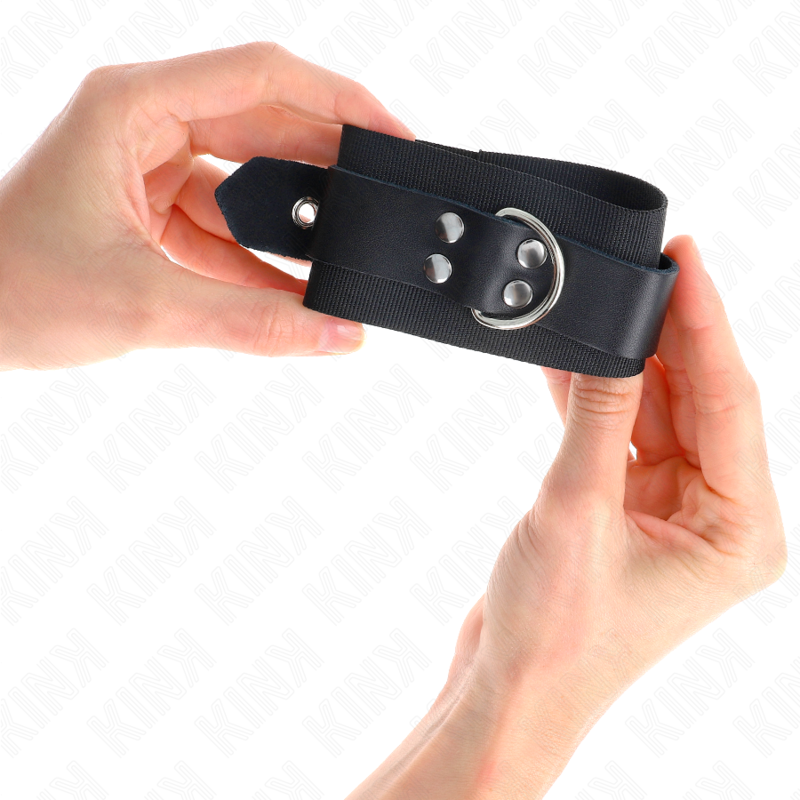 KINK - PUNHOS DE NYLON PRETO COM CINTO DE COURO PRETO AJUSTÁVEL 19-29 CM X 5,1 CM - Image 4