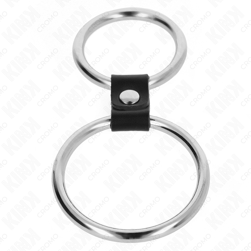 KINK - ANEL DE PÊNIS DUPLO DE METAL 3,7 CM A 5 CM CONECTADO POR TIRA DE COURO MODELO 1 - Image 3
