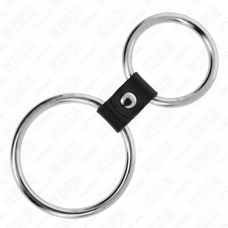 KINK - ANEL DE PÊNIS DUPLO DE METAL 3,7 CM A 5 CM CONECTADO POR TIRA DE COURO MODELO 1 - Image 4