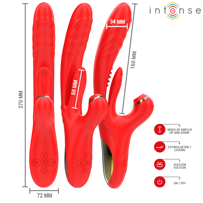 INTENSE - VIBRADOR MULTIFUNCIONAL KAROL THRUST STIMULATION ONDAS ESTIMULANTES VERMELHO - Image 4