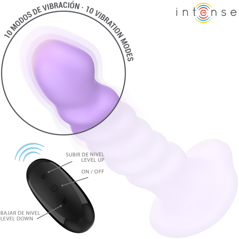 INTENSE - VIBRADOR BRENDA TAMANHO M DESIGN ESPIRAL 10 VIBRAÇÕES ROXO CONTROLE REMOTO - Image 4