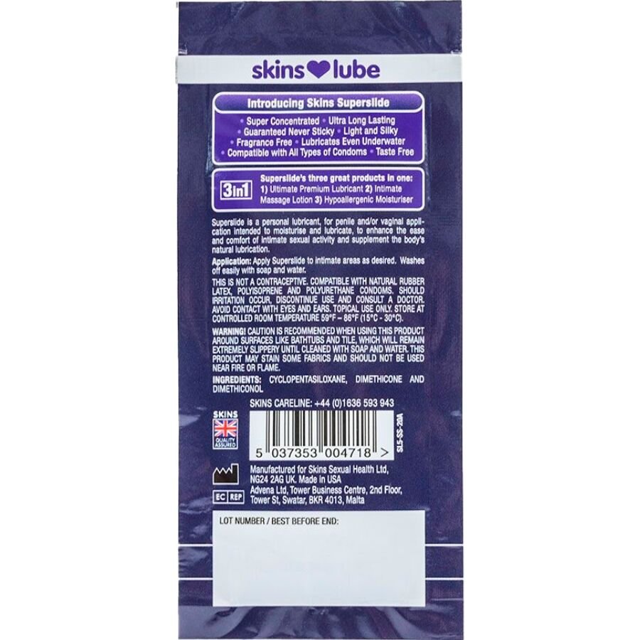 SKINS - SUPERSLIDE LUBRIFICANTE À BASE DE SILICONE, DOSE ÚNICA DE 5 ML - Image 2