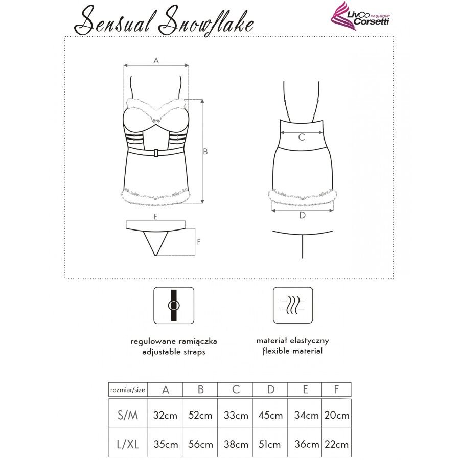 LIVCO CORSETTI FASHION - SENSUAL SNOWFLAKE LC 90603 CAMISA + TANGA + DIADEMA NAVIDEÑA S/M - Image 5