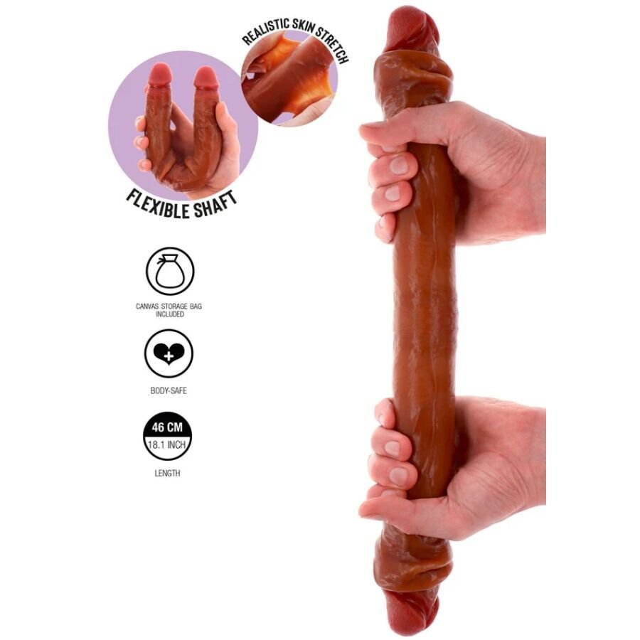 GET REAL - DILDO DE SILICONE DE DUAS PONTAS CARAMELO 46 CM - Image 2