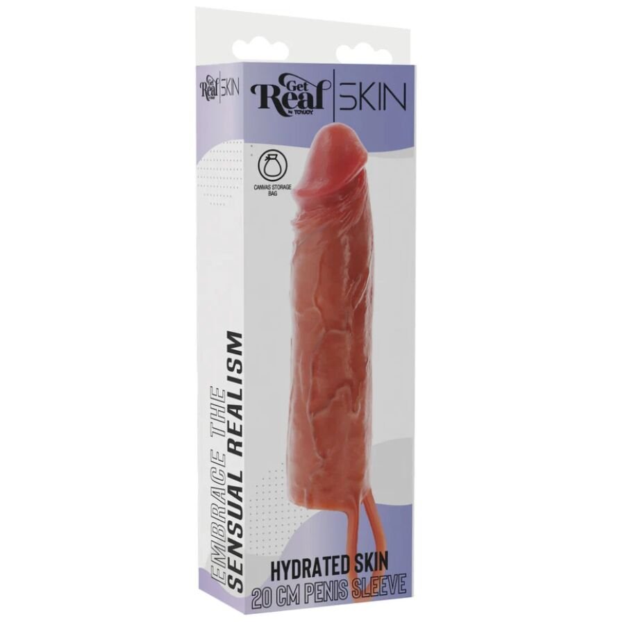 GET REAL - CAPA DE SILICONE PARA PÊNIS HIDRATADA CARAMELO 20 CM - Image 5