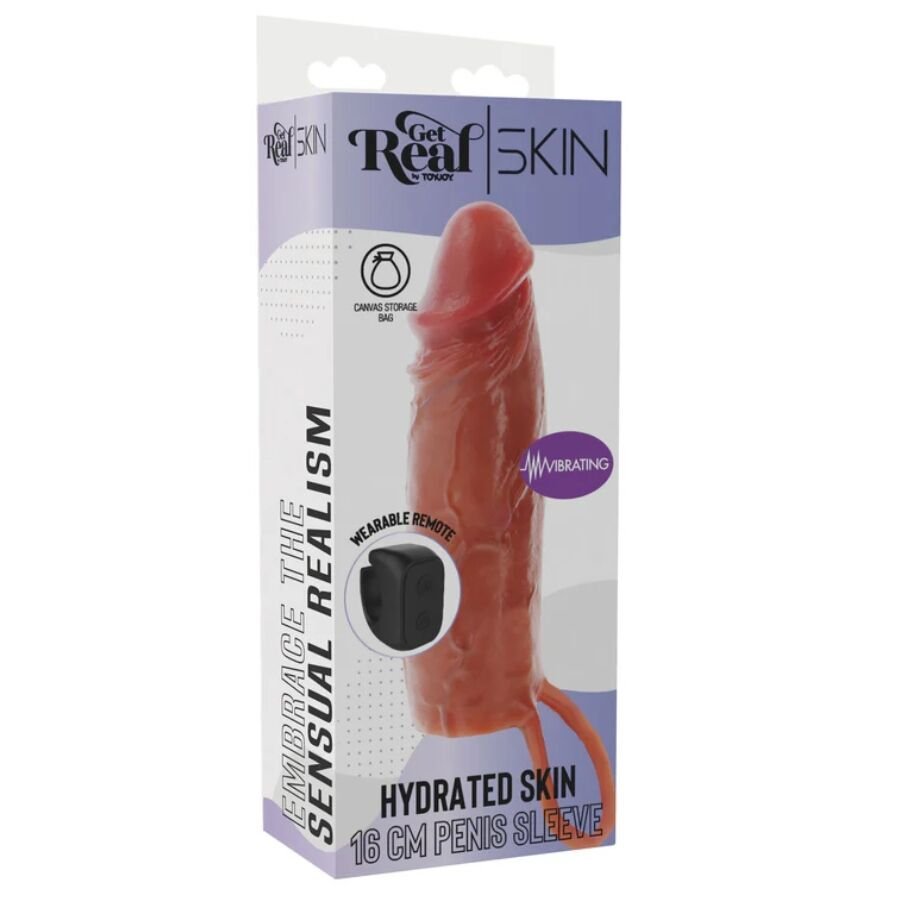 GET REAL - CAPA VIBRATÓRIA DE SILICONE PARA PELE HIDRATADA, CARAMELO, 16 CM - Image 5
